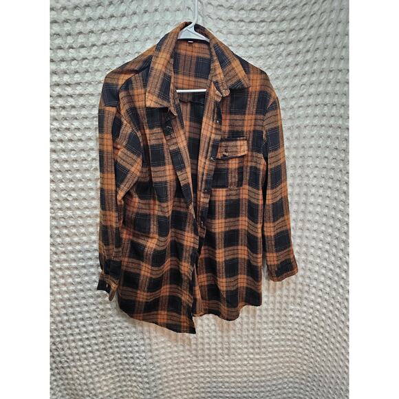Boutique brand size S tunic length flannel button up - Picture 1 of 5